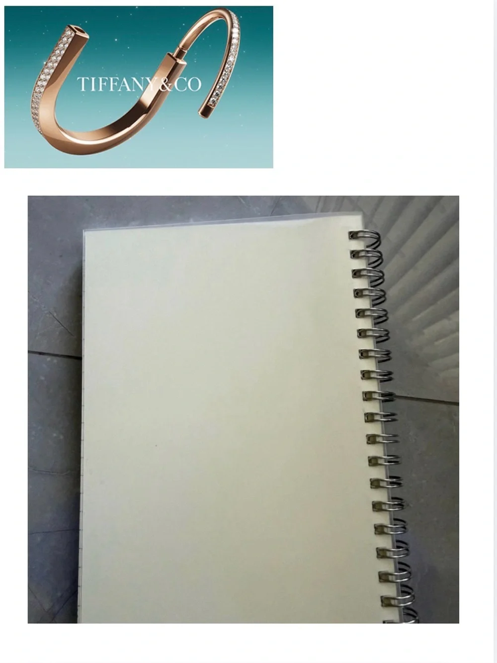 TIFFANY & CO. Cream Spiral Notebook w/Silver Logo, NWOT